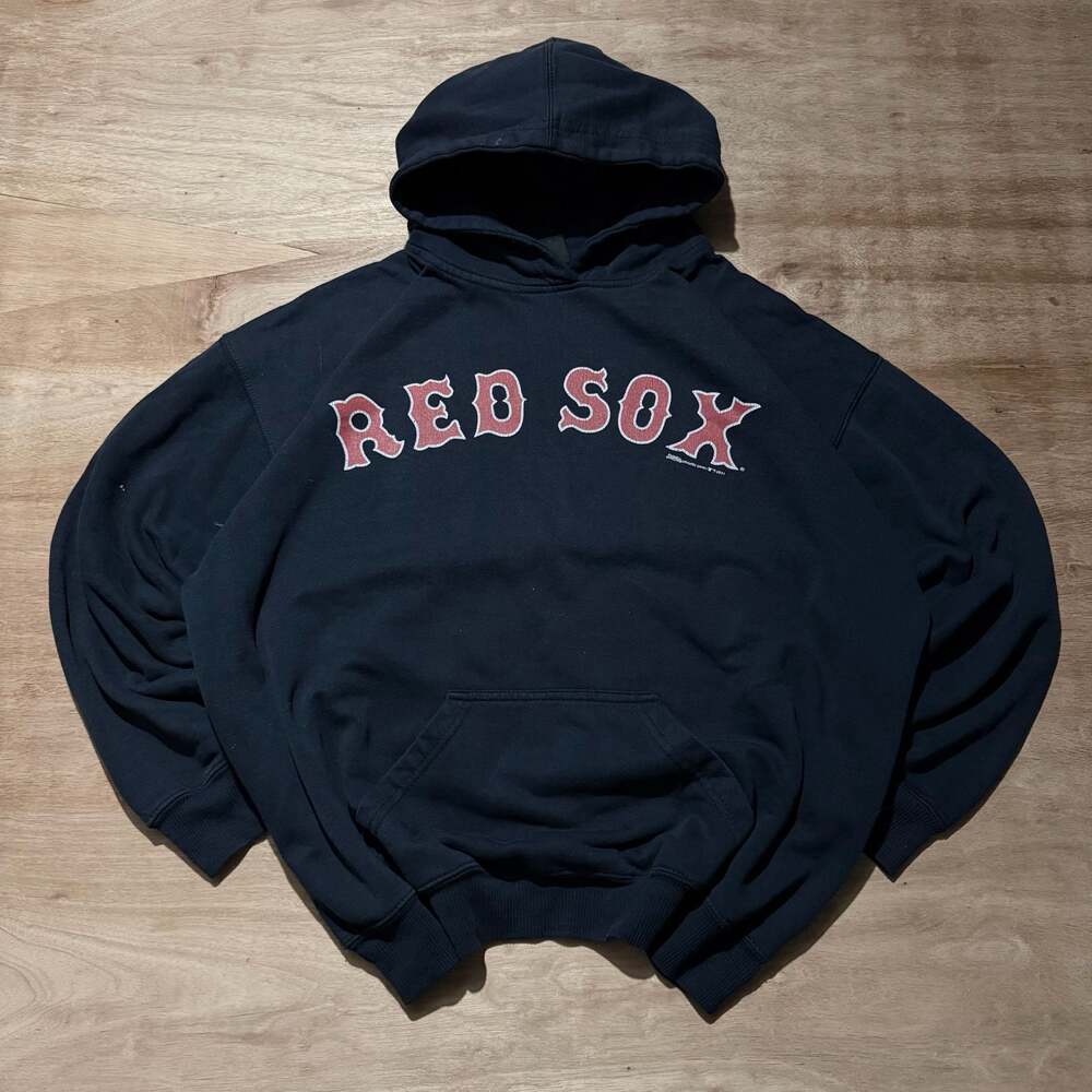 2011 Boston Red Sox Stitches Hoodie Dark Navy Blue Distressed MLB Y2K Style XL